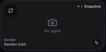 A camera card showing an unavailable live stream while retaining its snapshot.