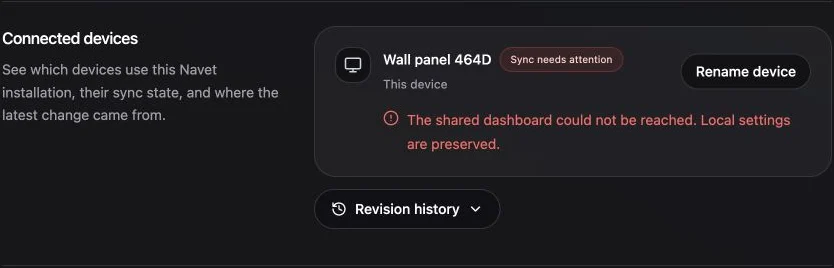 Connected devices showing that dashboard synchronization needs attention.